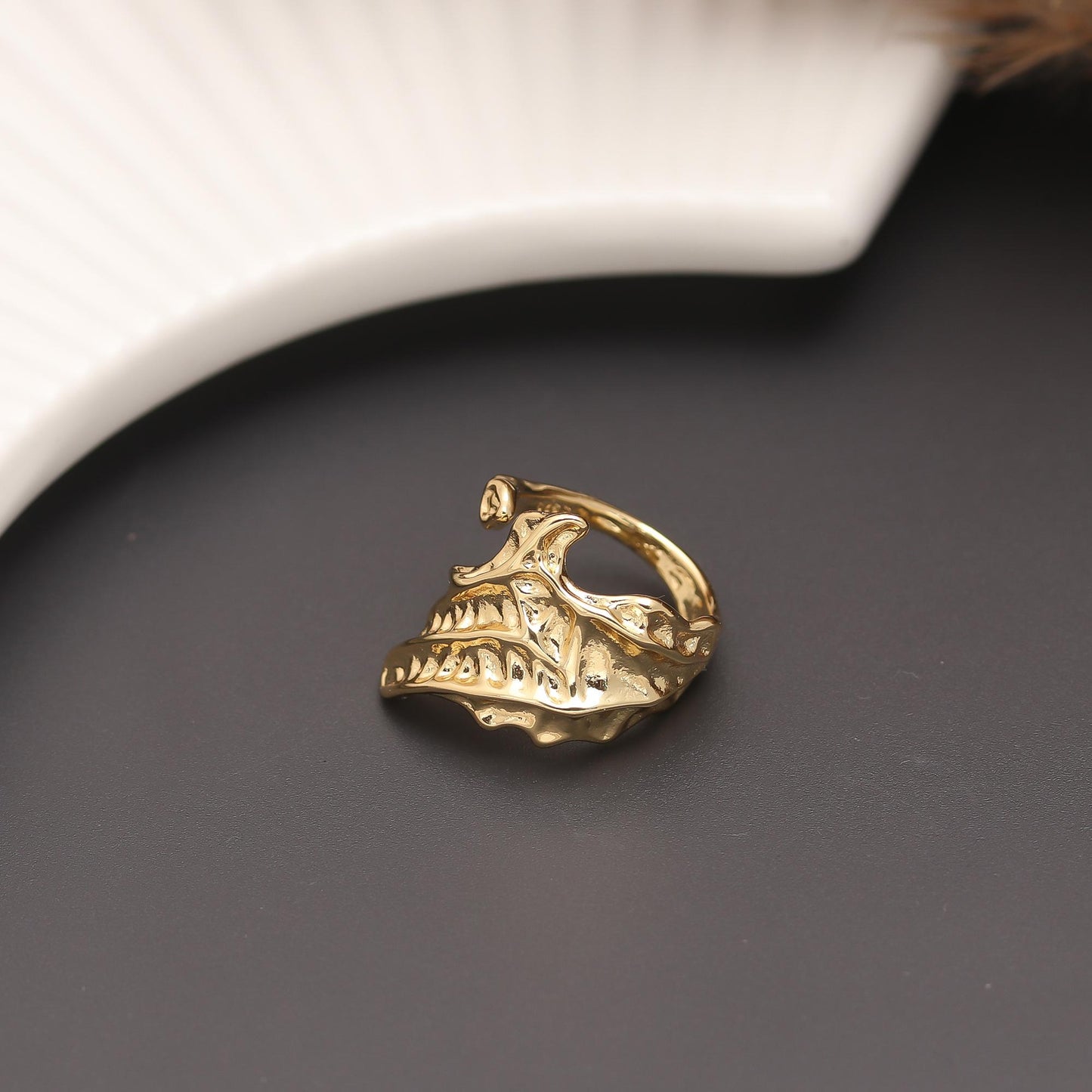 Ocean-Inspired Conch Shell Adjustable Gold Ring with Textured Detailing and Polished Finish | Statement Nautical Jewelry for Beach Lovers, Coastal Weddings, and Unique Everyday Style