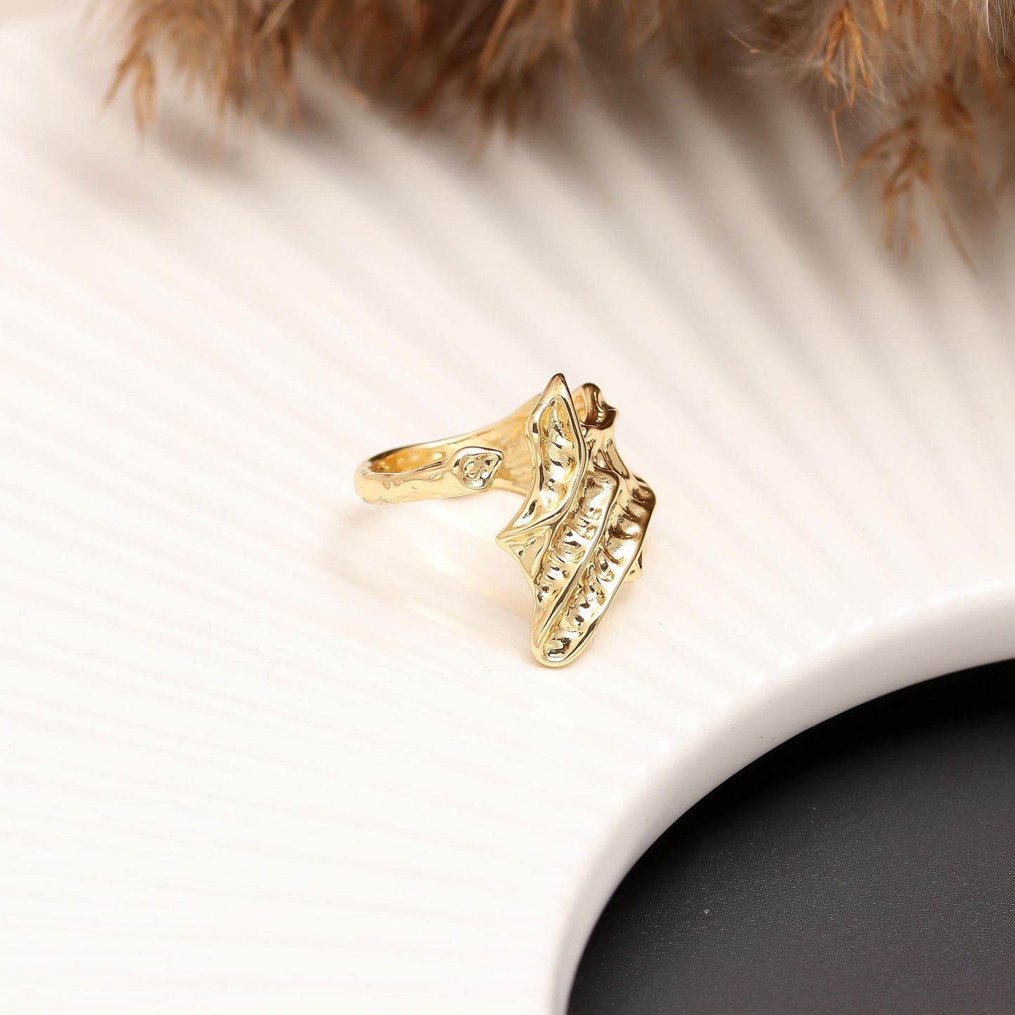 Ocean-Inspired Conch Shell Adjustable Gold Ring with Textured Detailing and Polished Finish | Statement Nautical Jewelry for Beach Lovers, Coastal Weddings, and Unique Everyday Style