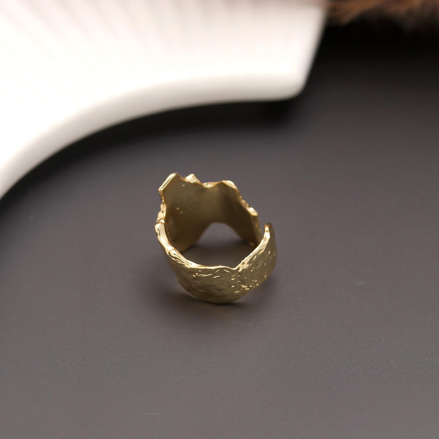 Organic Textured Wide Band Ring with Raw Sculptural Detailing | Bold Statement Jewelry for Modern Elegance