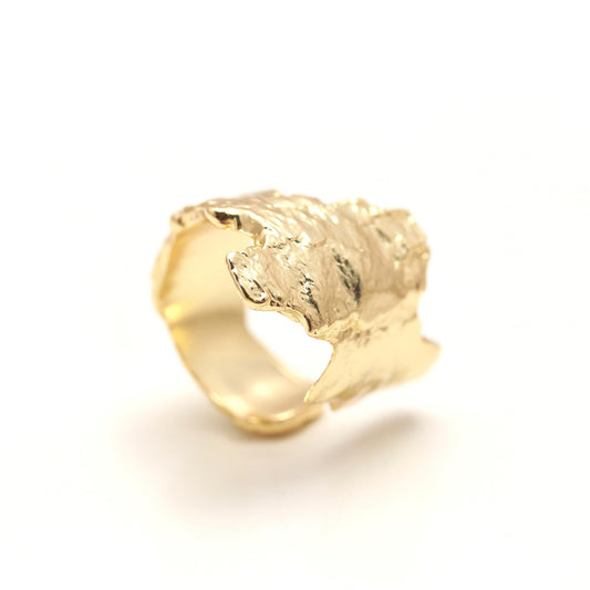 Organic Textured Wide Band Ring with Raw Sculptural Detailing | Bold Statement Jewelry for Modern Elegance
