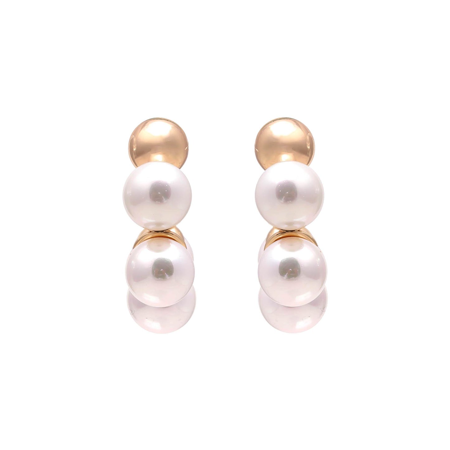 Scalloped Pearl Hoop Studs