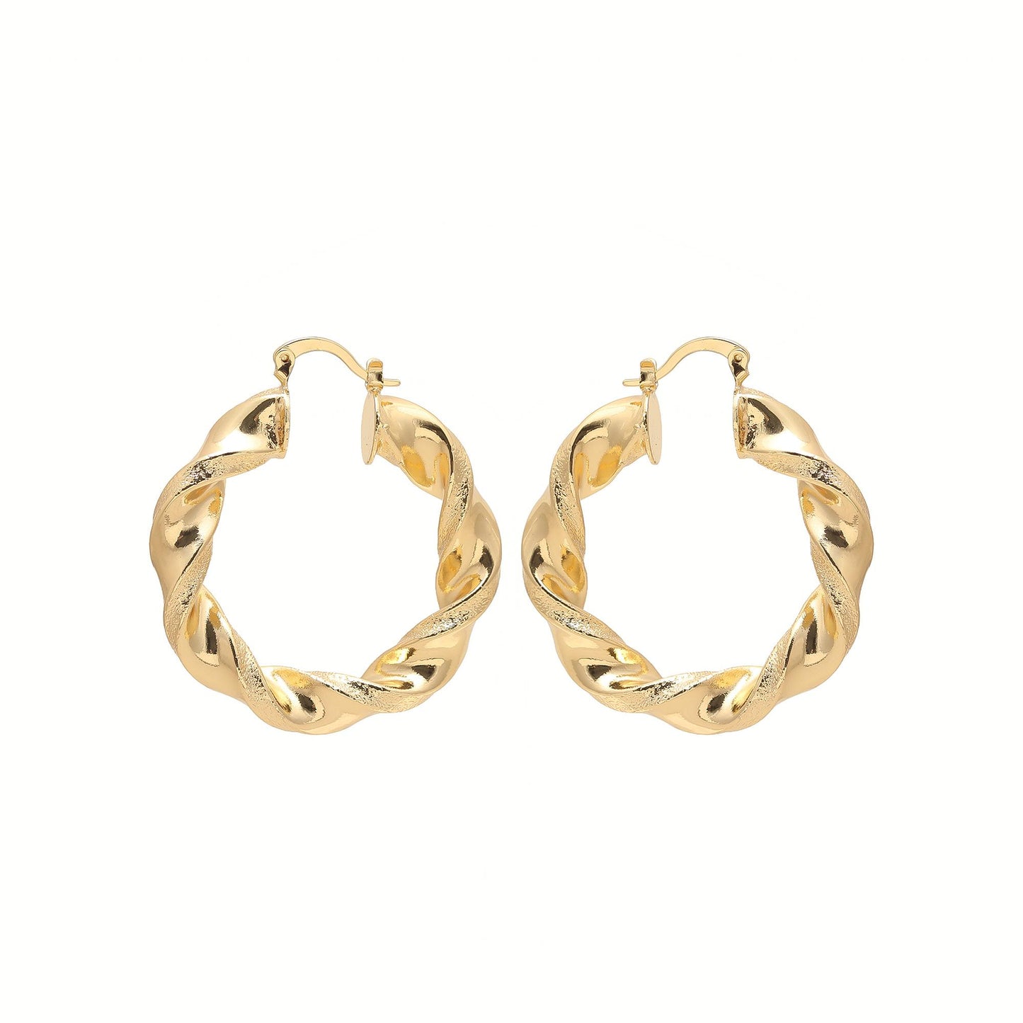 Gold-Plated Twisted Hoop Earrings with Dual-Tone Gold and Silver Accents for Modern Elegance and Everyday Versatility