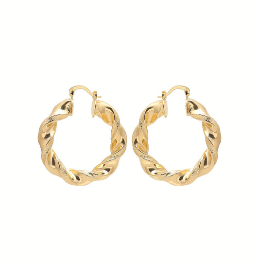 Gold-Plated Twisted Hoop Earrings with Dual-Tone Gold and Silver Accents for Modern Elegance and Everyday Versatility