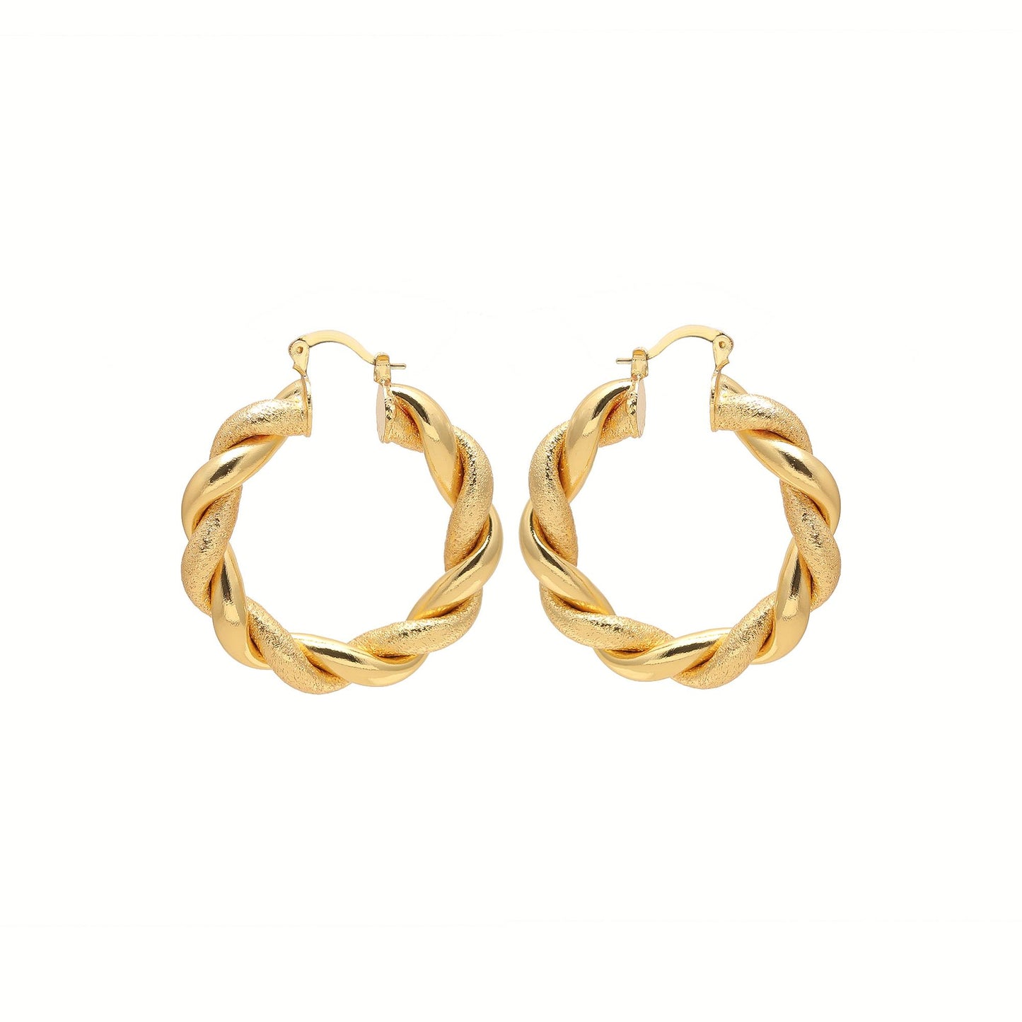 Gold-Plated Braided Hoop Earrings with Twisted Rope Design and Polished Finish for Classic Everyday and Festive Elegance