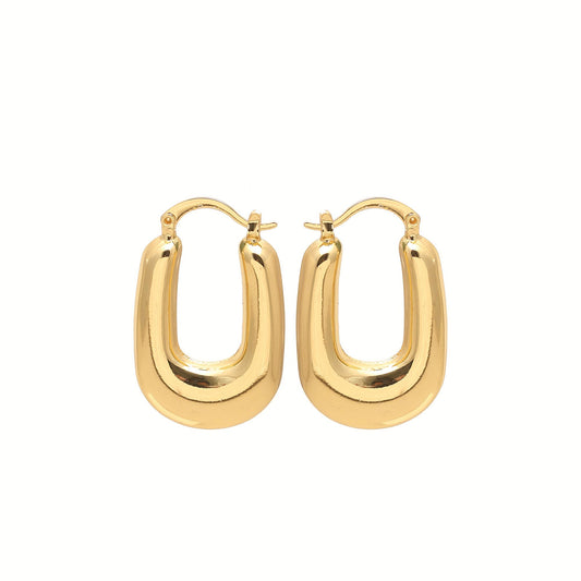 Gold-Plated U-Shaped Hoop Earrings with Bold Contemporary Silhouette and High-Shine Finish for Modern Statement Style