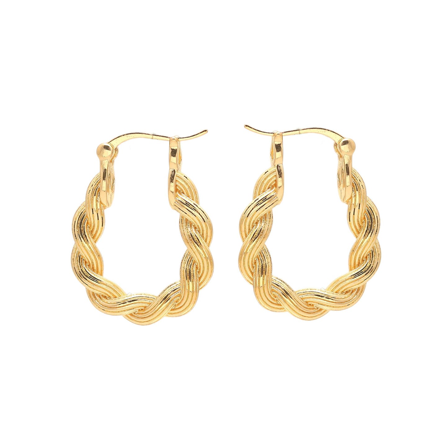 Gold-Plated Braided Rope-Design Hoop Earrings with Textured Detailing for Classic Charm and Stylish Sophistication