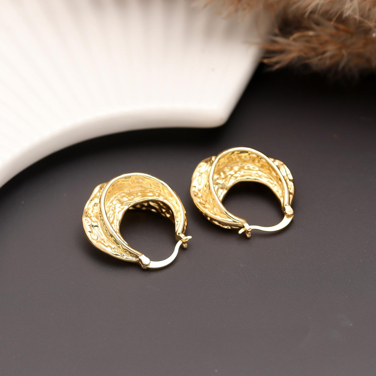 Textured Gold Hoop Earrings – Hammered & Layered Statement Hoops for Timeless Everyday Glamour