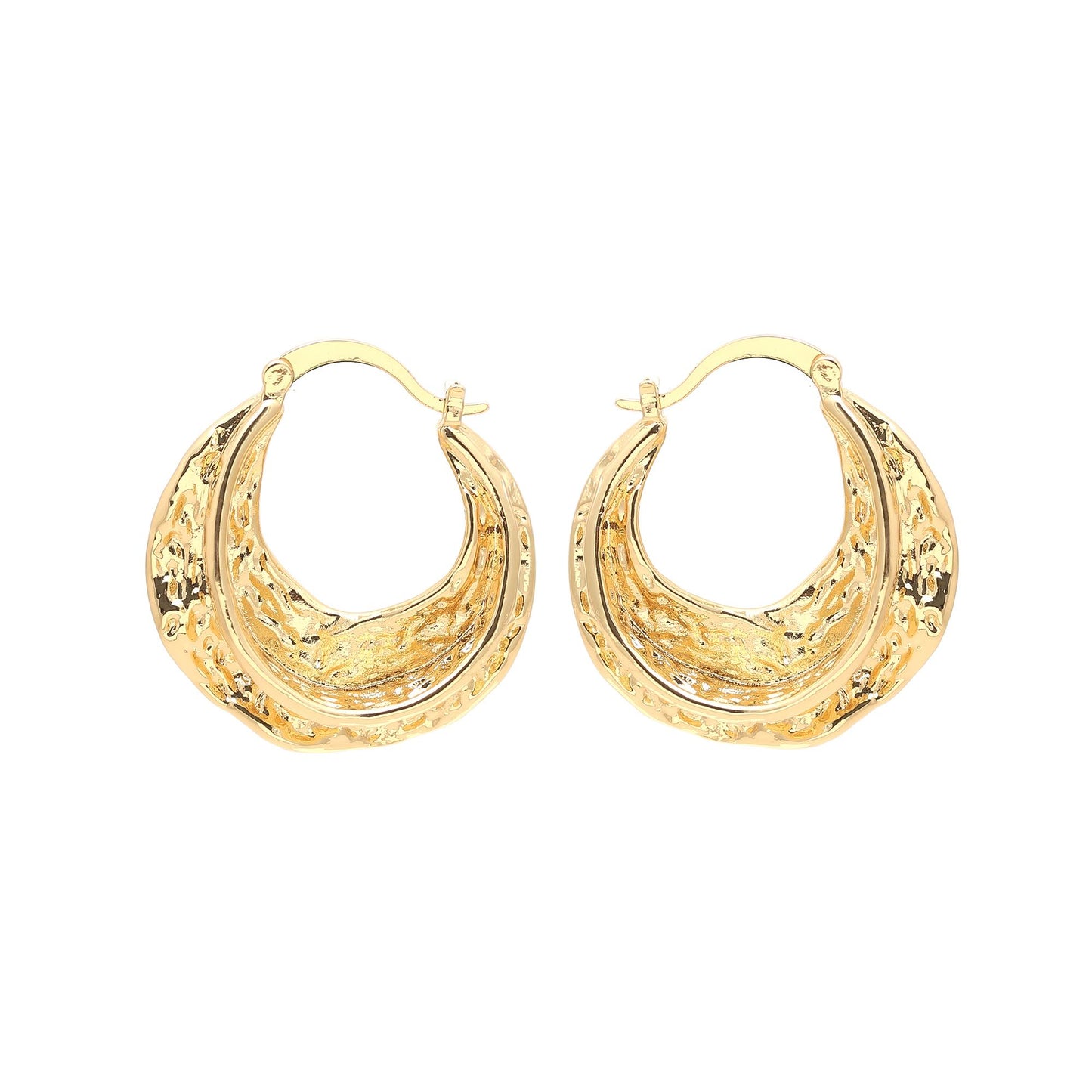 Textured Gold Hoop Earrings – Hammered & Layered Statement Hoops for Timeless Everyday Glamour