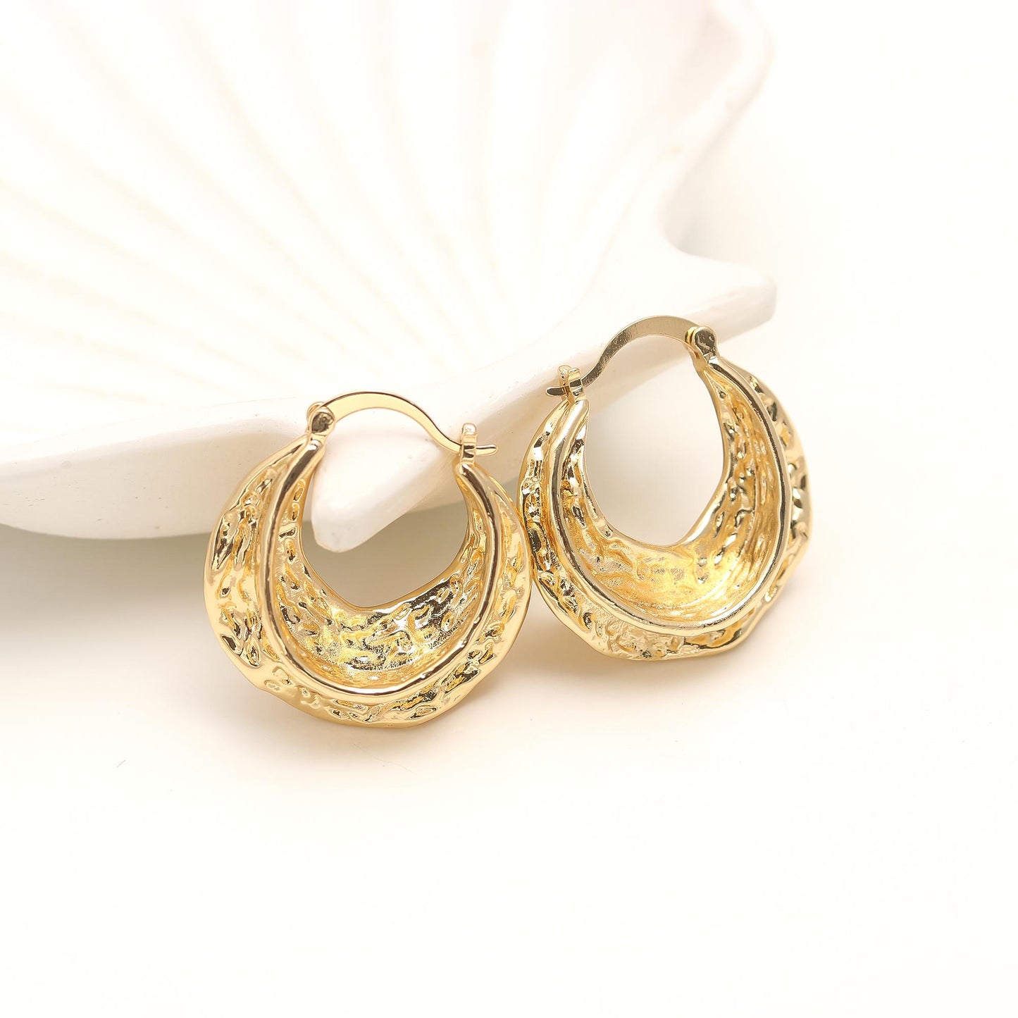 Textured Gold Hoop Earrings – Hammered & Layered Statement Hoops for Timeless Everyday Glamour