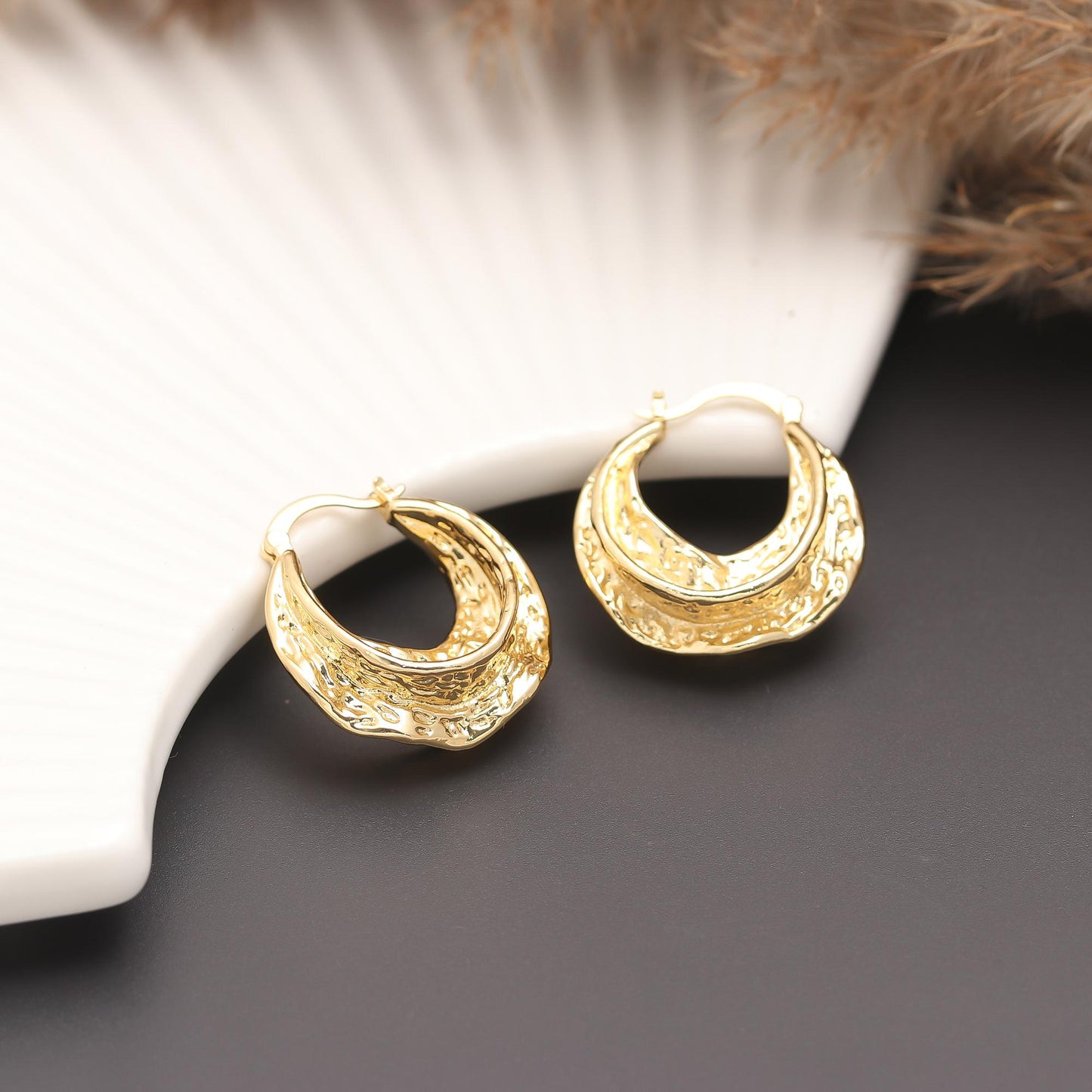 Textured Gold Hoop Earrings – Hammered & Layered Statement Hoops for Timeless Everyday Glamour