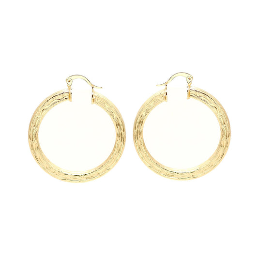 Gold-Plated Classic Round Hoop Earrings with Intricate Textured Detailing for Timeless Everyday and Festive Elegance
