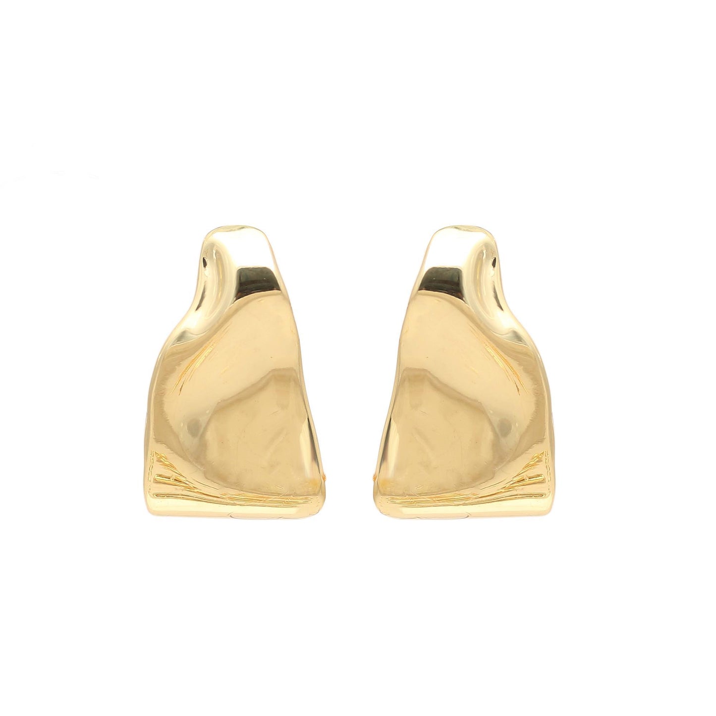 Gold-Plated Minimal Sculptural Stud Earrings with Smooth Polished Finish for Contemporary Everyday Elegance
