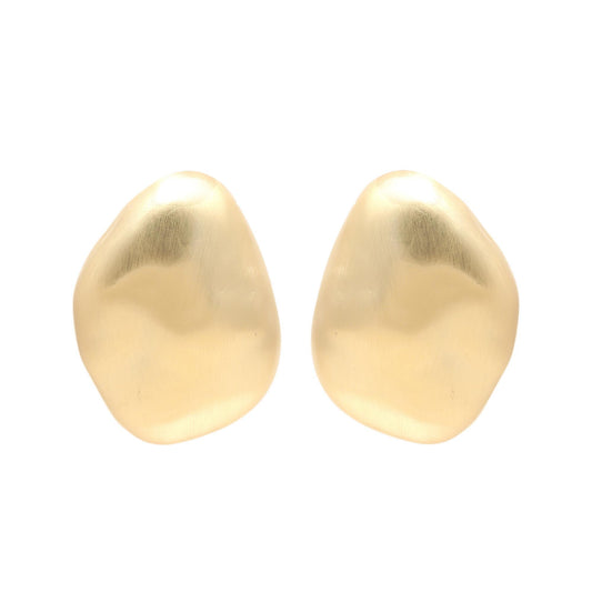 Contemporary Matte Gold Organic-Shape Stud Earrings – Minimalist Statement Jewelry for Modern Elegance