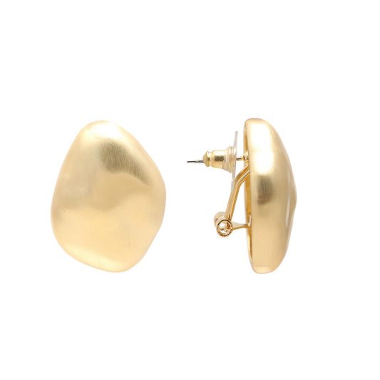Contemporary Matte Gold Organic-Shape Stud Earrings – Minimalist Statement Jewelry for Modern Elegance