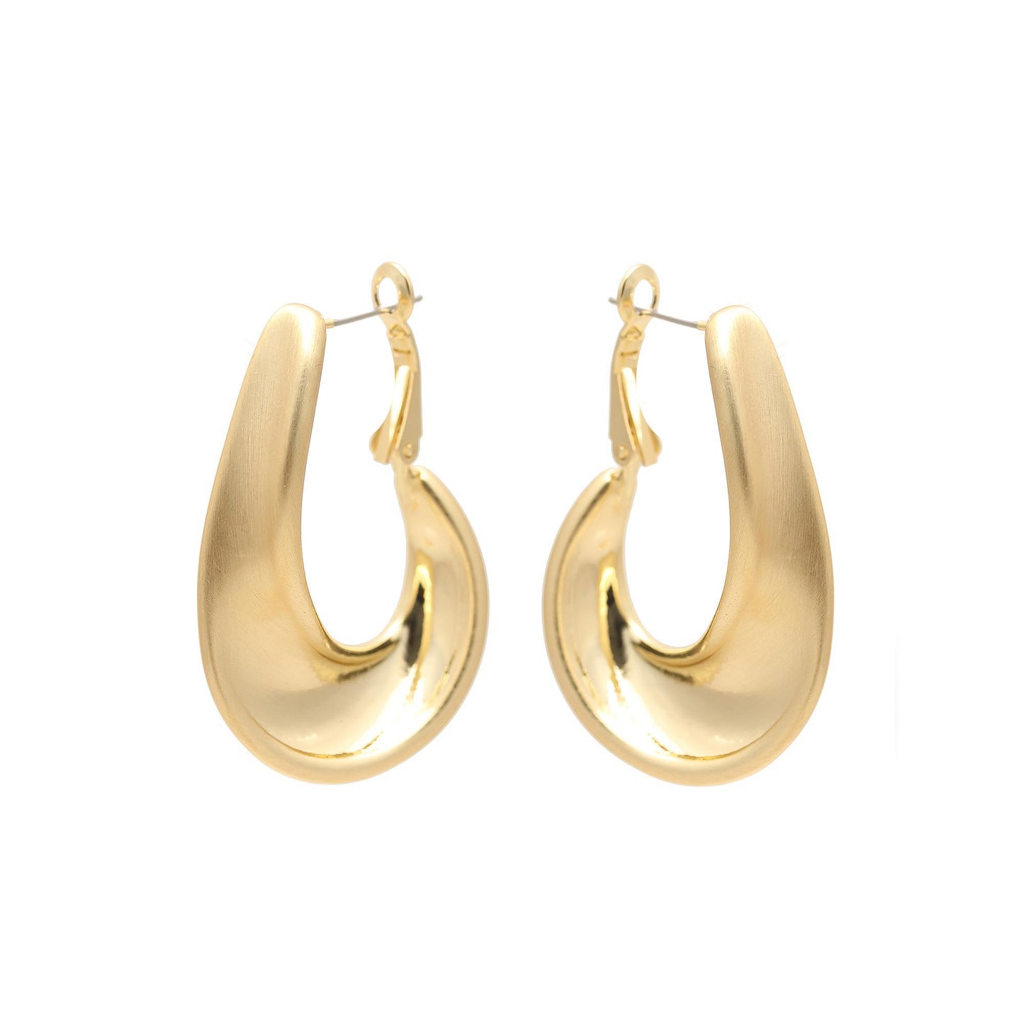 Gold-Plated Sleek Teardrop Hoop Earrings with Smooth Curved Silhouette and Glossy Finish for Modern Minimalist Glamour