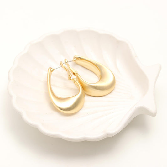 Gold-Plated Sleek Teardrop Hoop Earrings with Smooth Curved Silhouette and Glossy Finish for Modern Minimalist Glamour