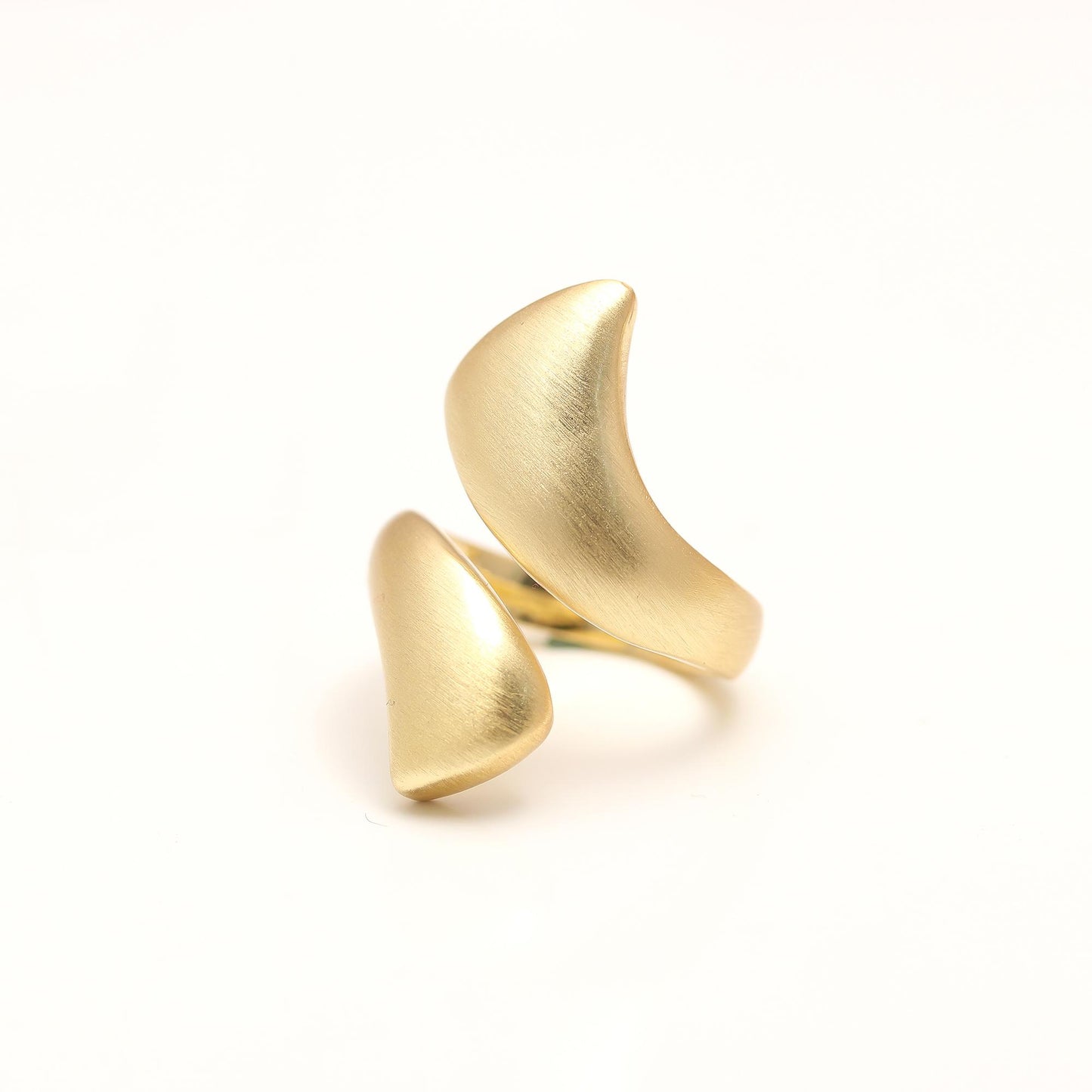 Gold Finish Abstract Wave Statement Ring with Matte Texture and Modern Sculptural Design | Bold Cocktail Jewelry for Contemporary Elegance