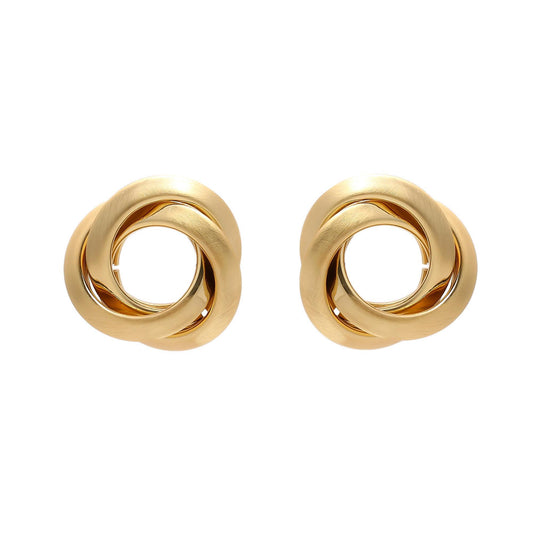 Gold-Plated Circular Knot Stud Earrings with Interwoven Loop Design and Polished Finish for Timeless Everyday Elegance