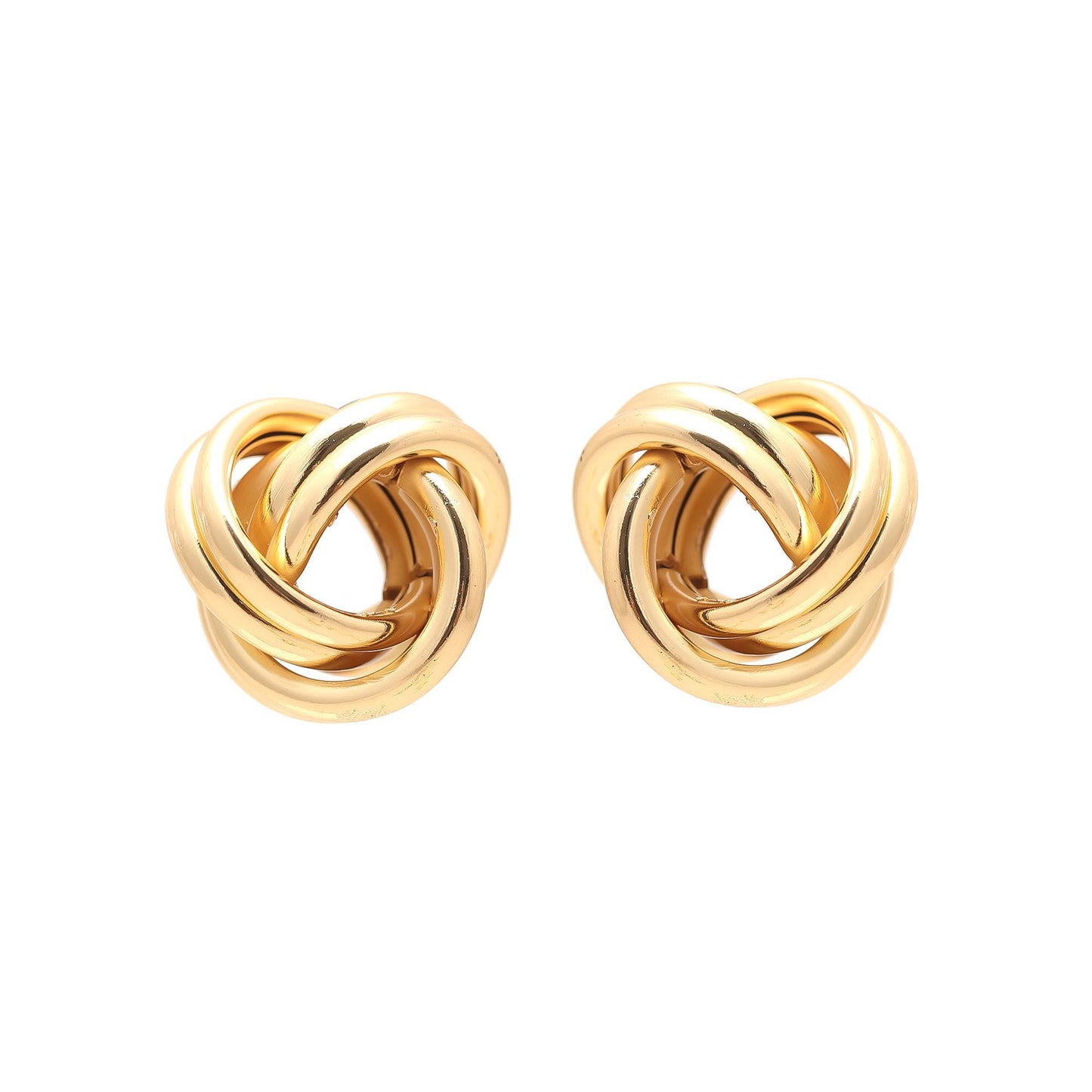 Classic Gold-Plated Knot Stud Earrings with Interwoven Loops for Timeless Sophistication and Everyday Elegance