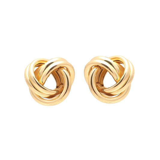 Classic Gold-Plated Knot Stud Earrings with Interwoven Loops for Timeless Sophistication and Everyday Elegance