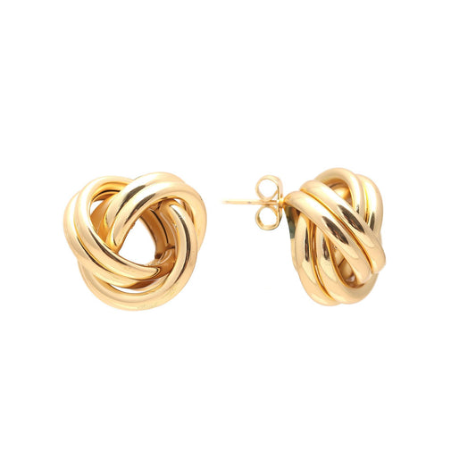 Classic Gold-Plated Knot Stud Earrings with Interwoven Loops for Timeless Sophistication and Everyday Elegance