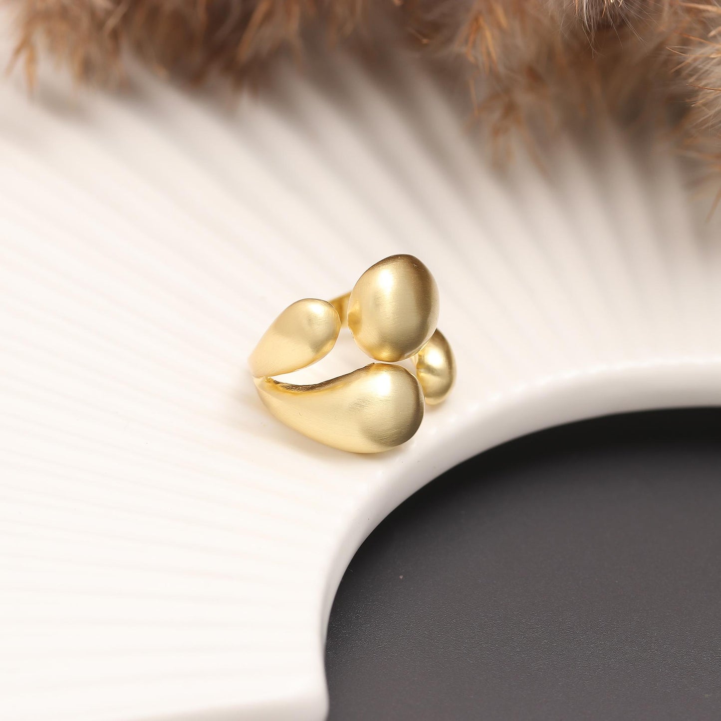 Crown light Abstract Ring with Matte Texture and Modern Sculptural Design | Romantic Statement Jewelry for Special Occasions