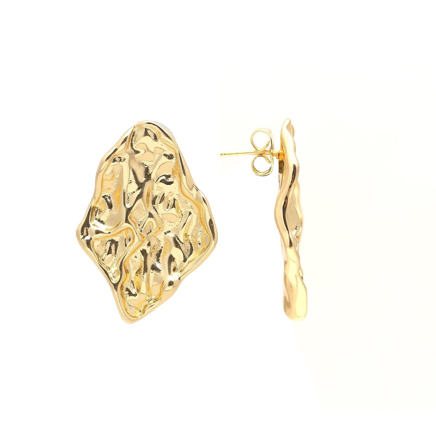Abstract Textured Gold Earrings – Organic Molten-Inspired Statement Studs for Modern Elegance