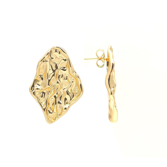 Abstract Textured Gold Earrings – Organic Molten-Inspired Statement Studs for Modern Elegance
