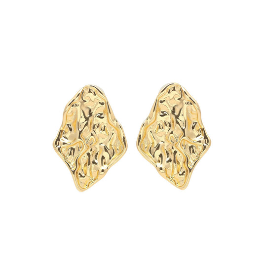Abstract Textured Gold Earrings – Organic Molten-Inspired Statement Studs for Modern Elegance