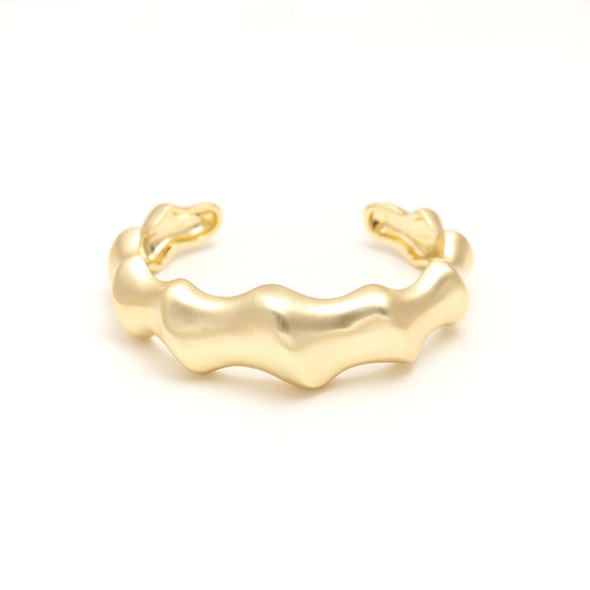 Sculpted Gold Cuff Bracelet with Organic Wavy Design | Contemporary Minimalist Statement Jewelry with Fluid Curves and Adjustable Open Fit