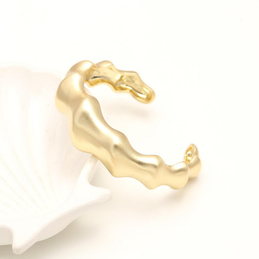 Sculpted Gold Cuff Bracelet with Organic Wavy Design | Contemporary Minimalist Statement Jewelry with Fluid Curves and Adjustable Open Fit