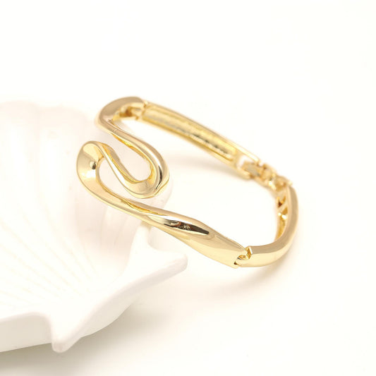Elegant Wave Design Gold Bracelet for Women | Stylish Open Cuff Jewelry | Party Wear and Everyday Fashion