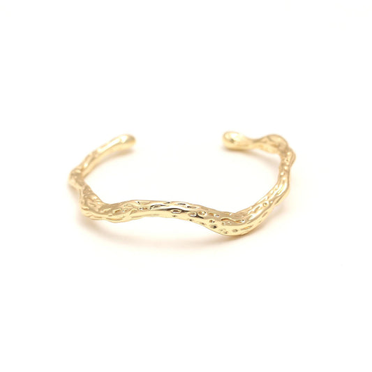 Textured Wavy Design Gold Open Cuff Bracelet for Women | Lightweight Adjustable Jewelry | Stylish Daily Wear and Party Accessory