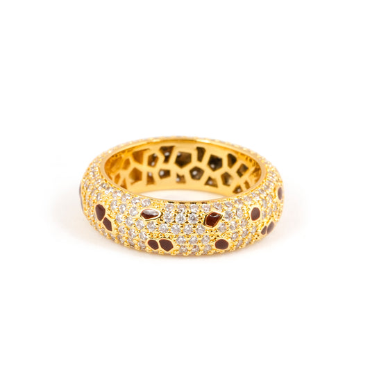 Gold Finish Ruby Red Stone Band Ring for Women with Diamond Look Detailing | Elegant Fashion Jewelry for Party, Wedding, and Daily Wear