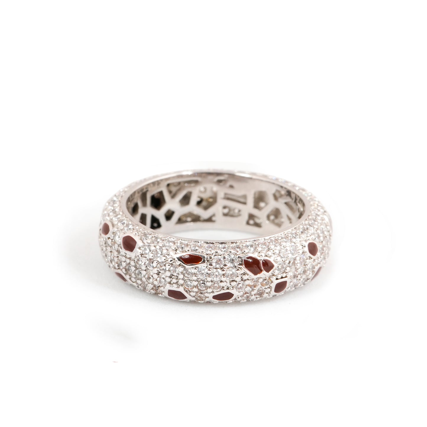 Silver Finish Ruby Red Stone Band Ring for Women with Diamond Look Detailing | Elegant Fashion Jewelry for Party, Wedding, and Daily Wear