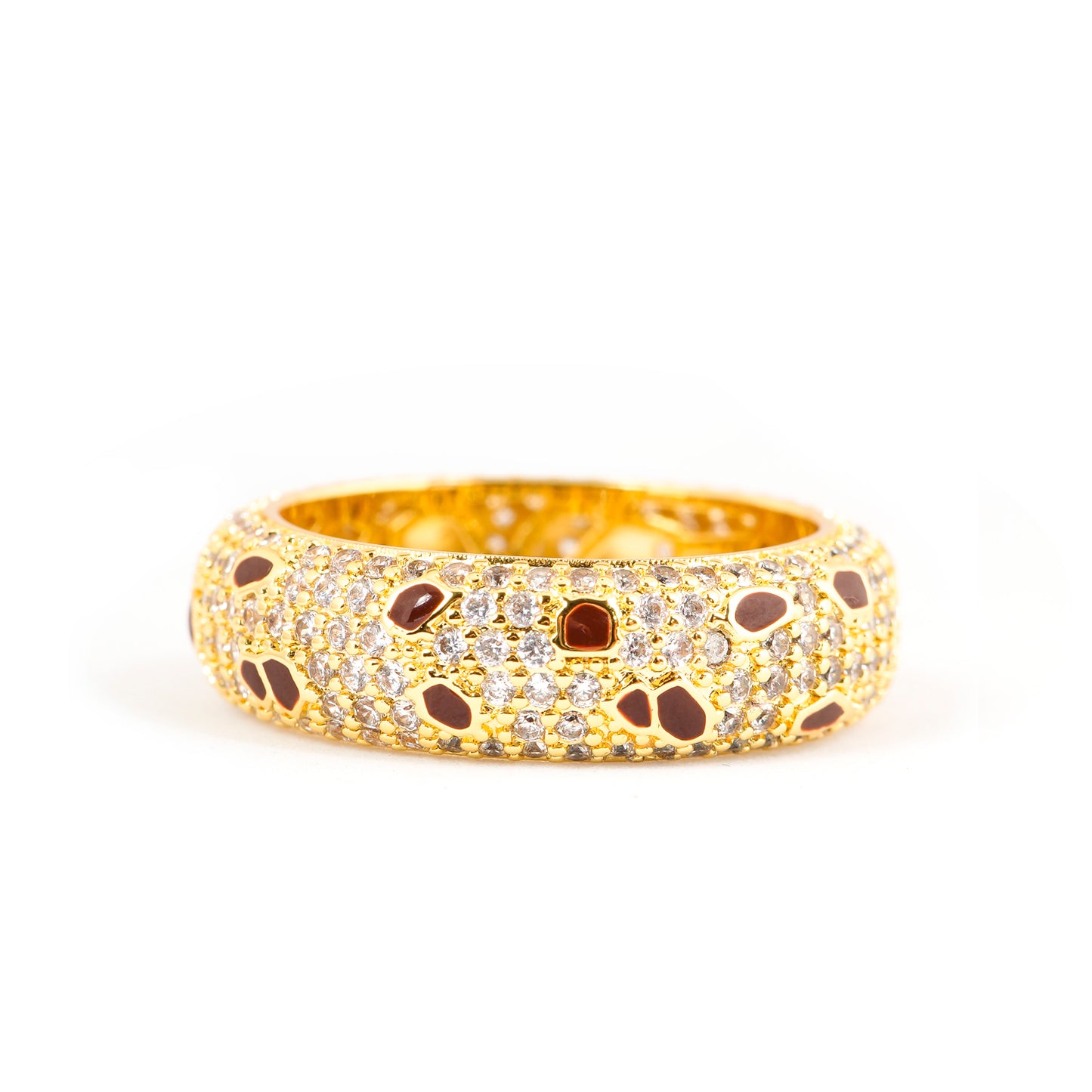 Gold Finish Ruby Red Stone Band Ring for Women with Diamond Look Detailing | Elegant Fashion Jewelry for Party, Wedding, and Daily Wear