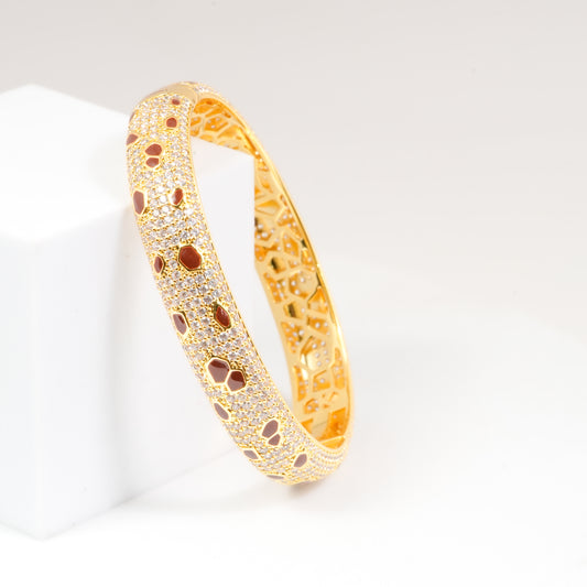 Golden Leopard Luxe Openable Cuff Bracelet with Intricate Animal-Print Inspired Design, Shimmering CZ Embellishments, and Bold Statement Finish for High-Fashion Evenings, Parties, and Luxe Styling