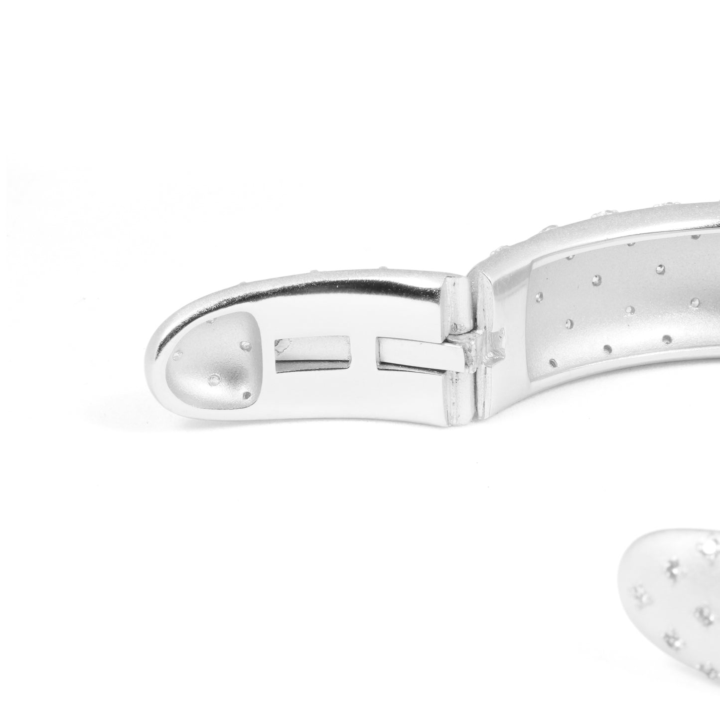 Silver Stardust Dome Studded Open Cuff Bracelet with Polished Silver-Plated Finish, Star-Inspired CZ Accents, and Modern Minimalist Wide Band Design for Everyday Chic and Evening Glamour