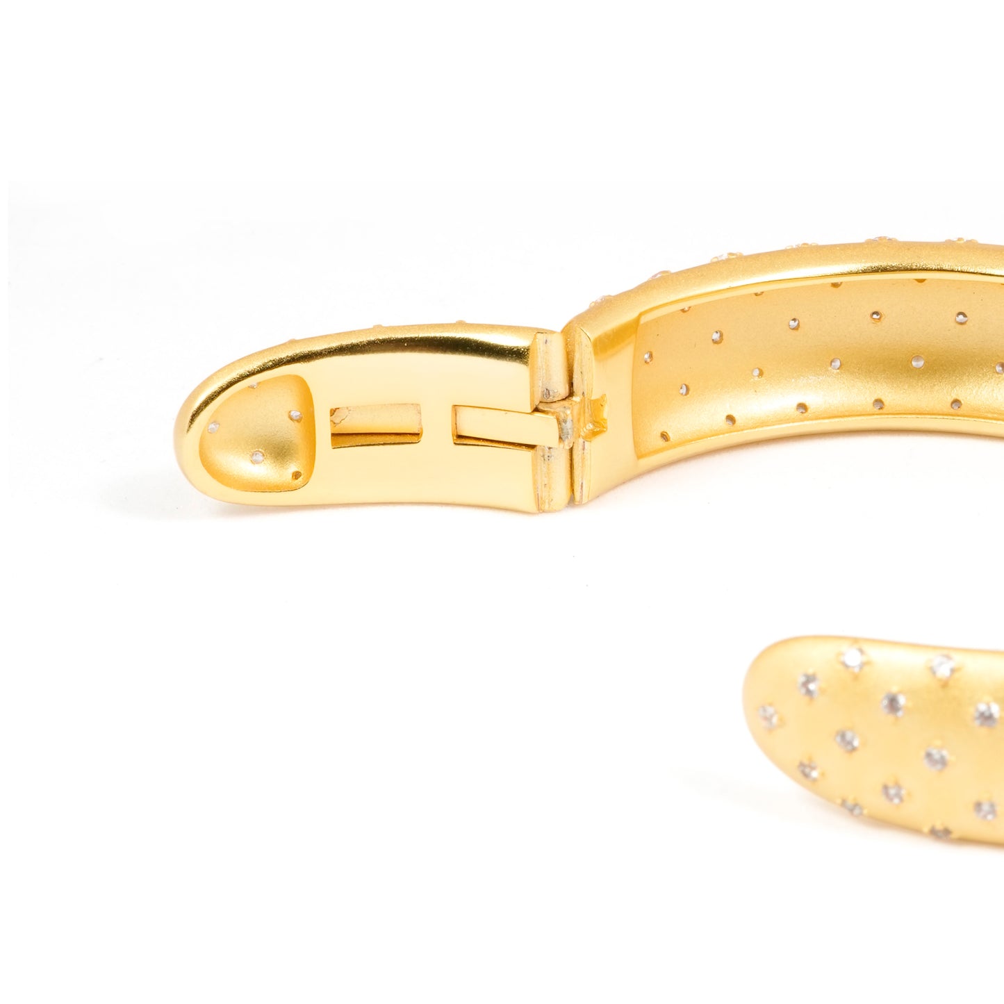 Elegant Matte Gold Cuff Bracelet with Subtle Diamond Look Detailing and Contemporary Rounded Design | Versatile Luxury Jewelry for Day to Night Glam