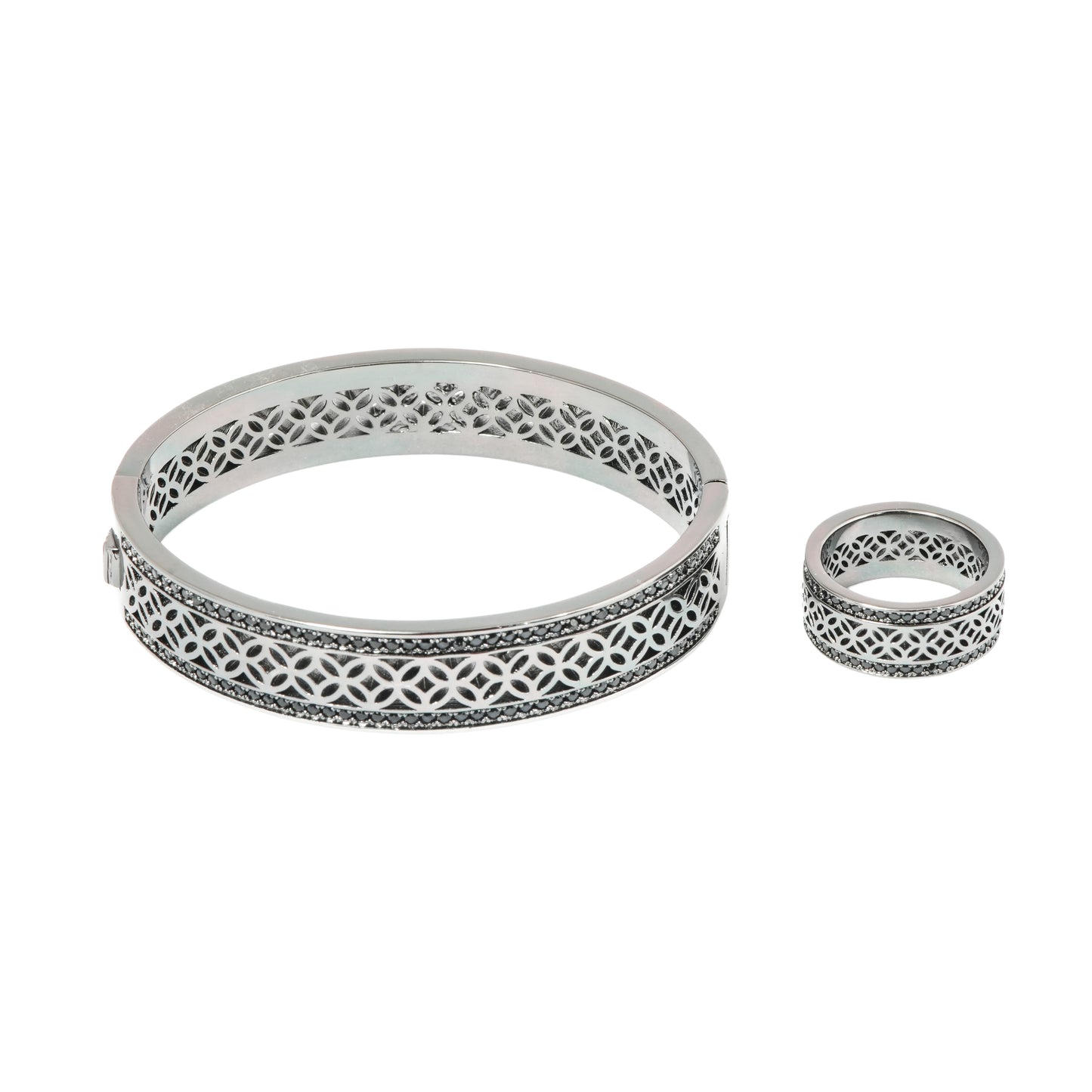Silver Bracelet and Ring Set for Women | Intricate Cutwork Design Jewelry | Elegant Daily Wear and Party Accessory