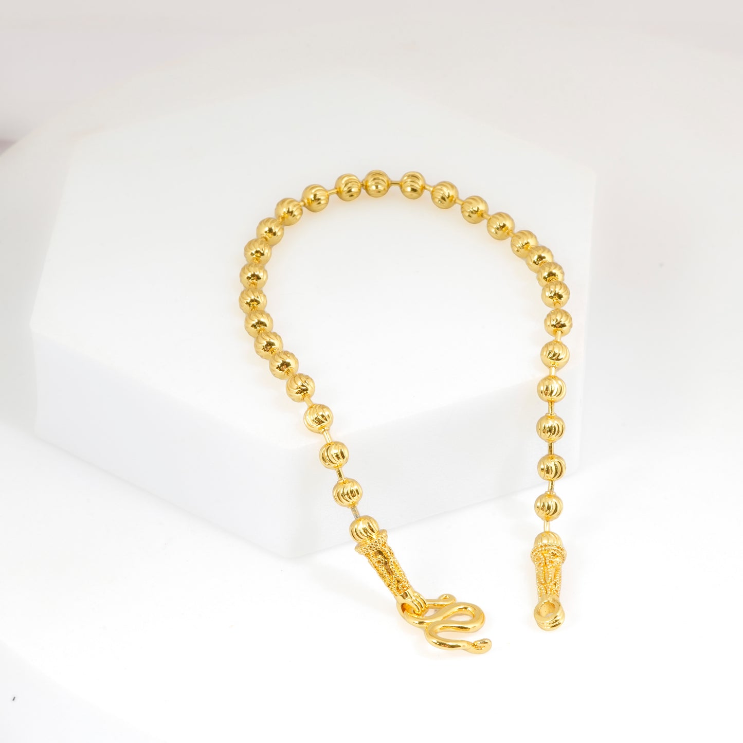Classic Beaded Ball Chain Bracelet in Polished Gold Tone | Timeless Minimalist Jewelry for Everyday Wear