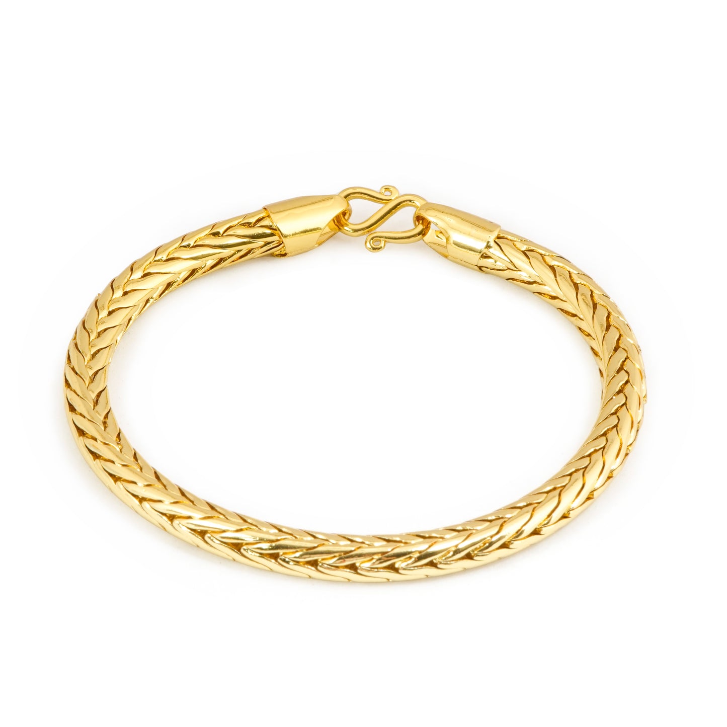 Classic Gold Woven Chain Bracelet with Bold Braided Texture and Secure Clasp | Timeless Statement Jewelry for Everyday Sophistication and Festive Charm