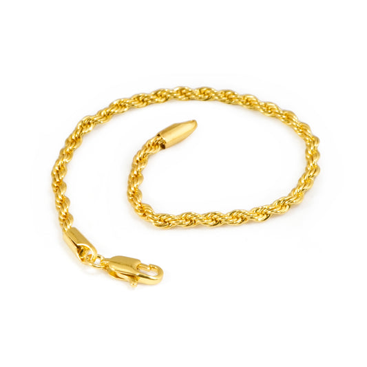 Twisted Rope Chain Bracelet in Lustrous Gold Tone | Classic Unisex Jewelry for Everyday and Special Occasions