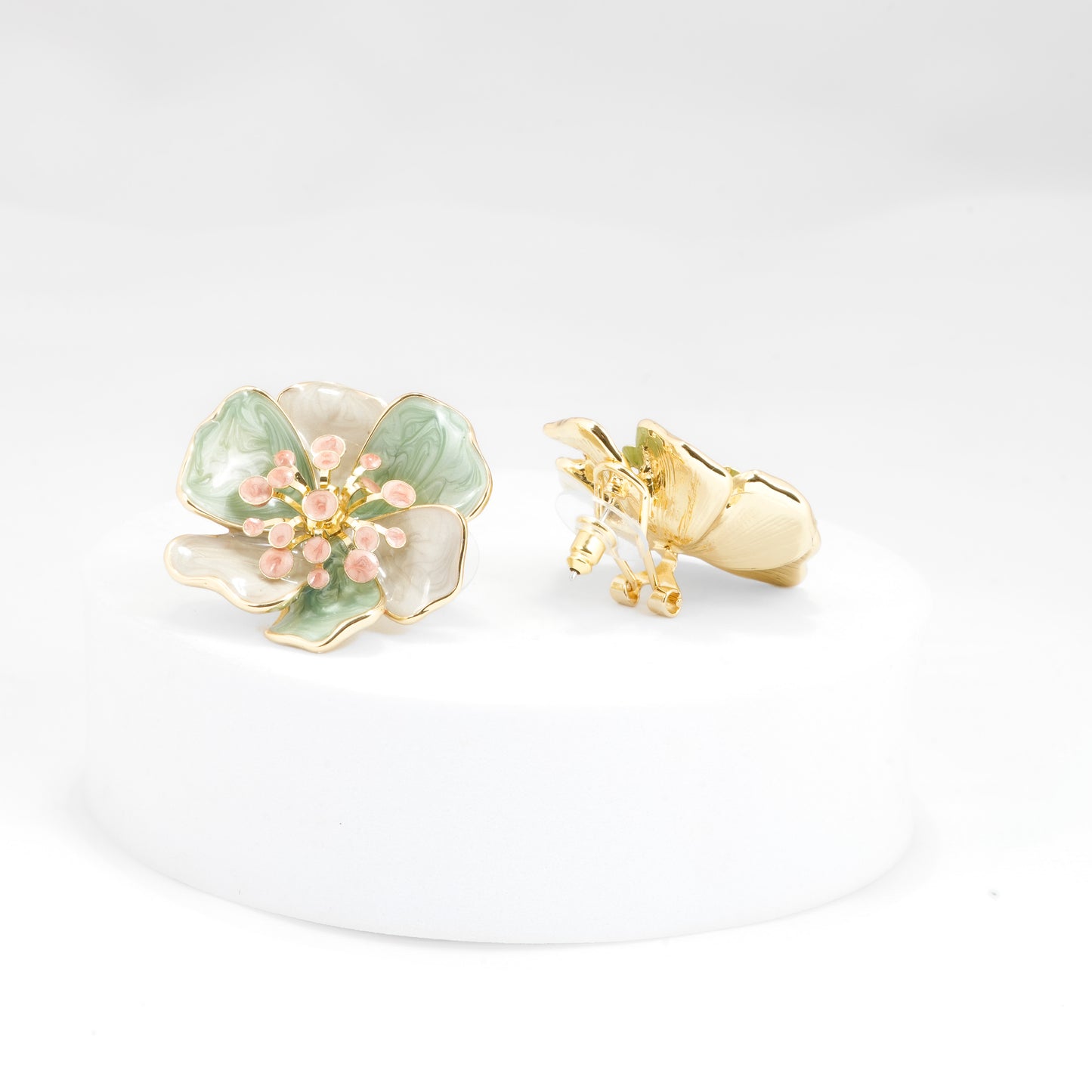 Pastel Floral Enamel Pendant with Matching Earrings | Elegant Gold Plated Jewelry for Women | Wedding, Party & Festive Wear Gift Set