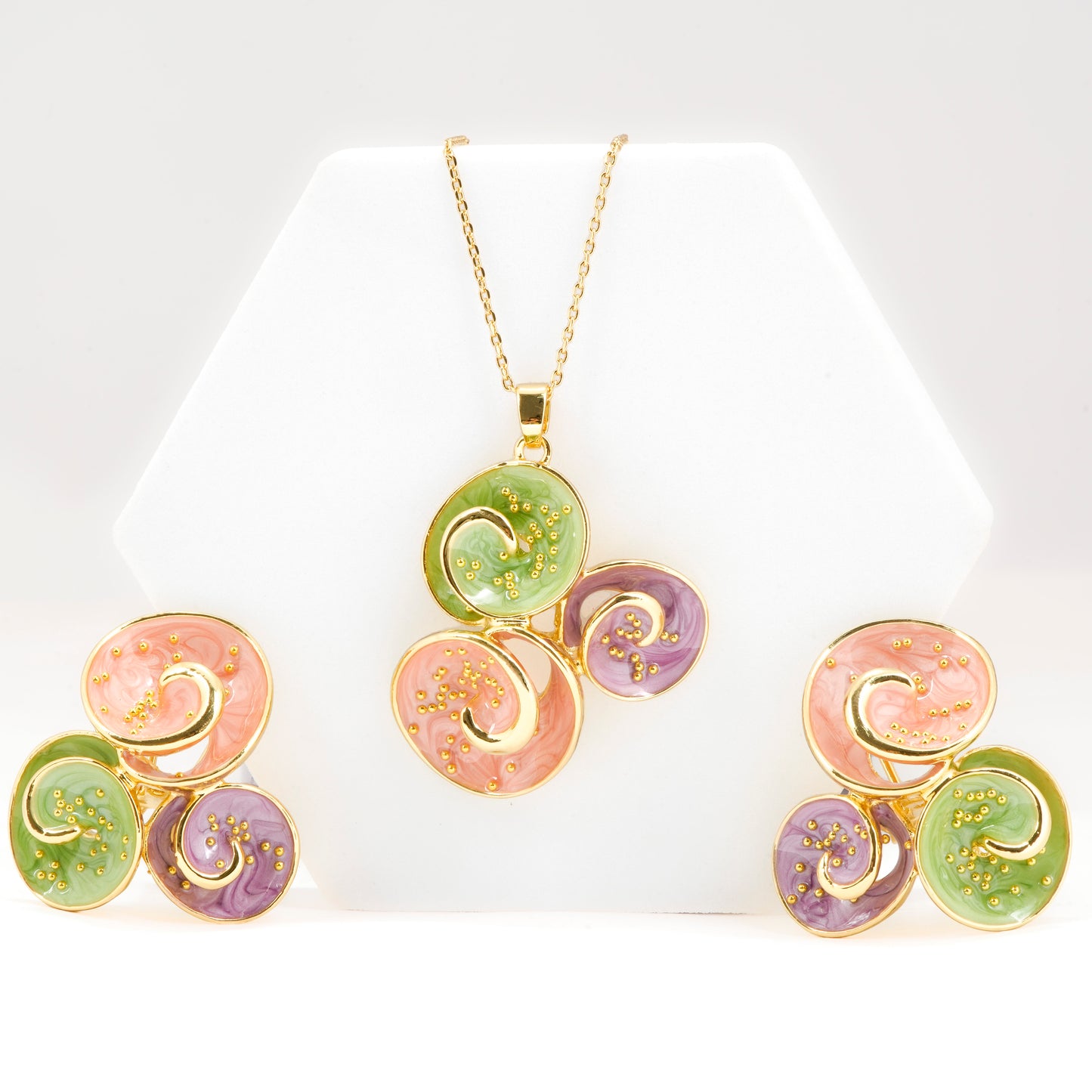 Multicolor Enamel Pendant Necklace Set with Earrings | Designer Jewelry for Women | Festive & Party Wear Gift Set