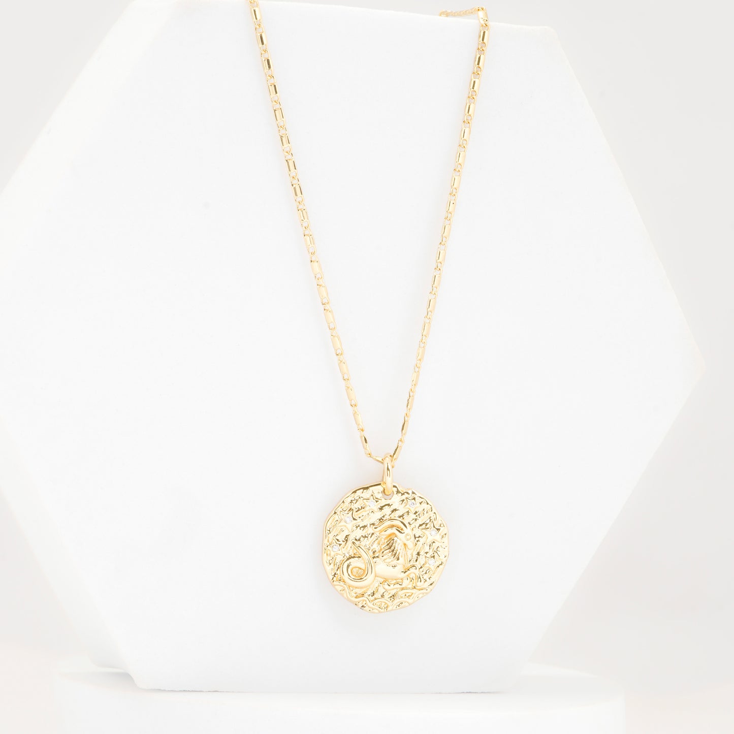 Gold Plated Leo Zodiac Coin Pendant Necklace | Bold & Radiant Symbol of Strength