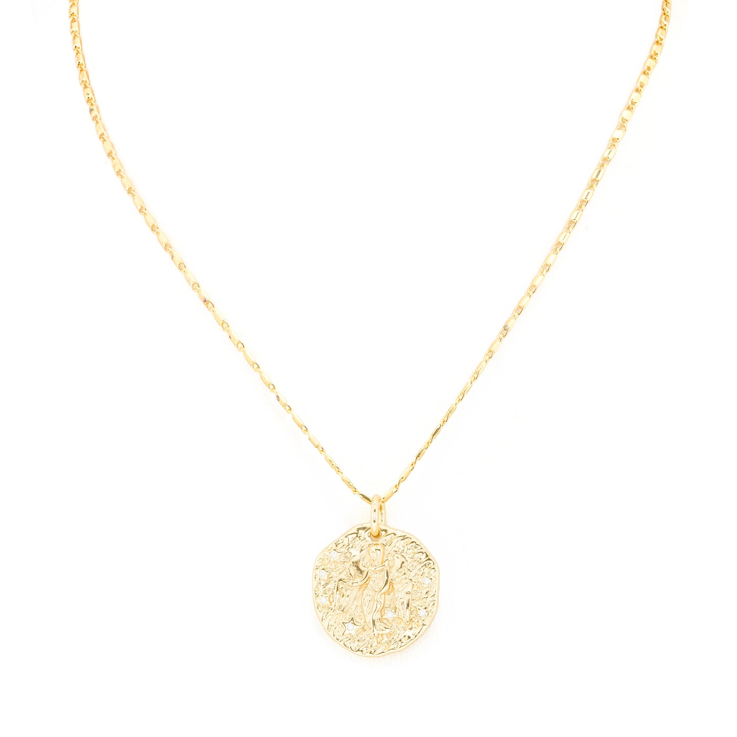 Gold Plated Virgo Zodiac Coin Pendant Necklace | Graceful & Grounded Elegance