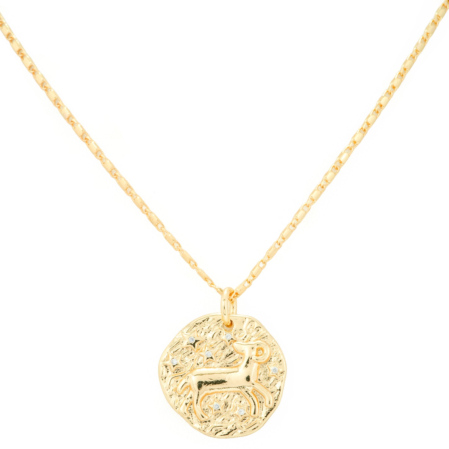 Gold Plated Zodiac-Inspired Coin Pendant Necklace | Symbol of Strength & Elegance