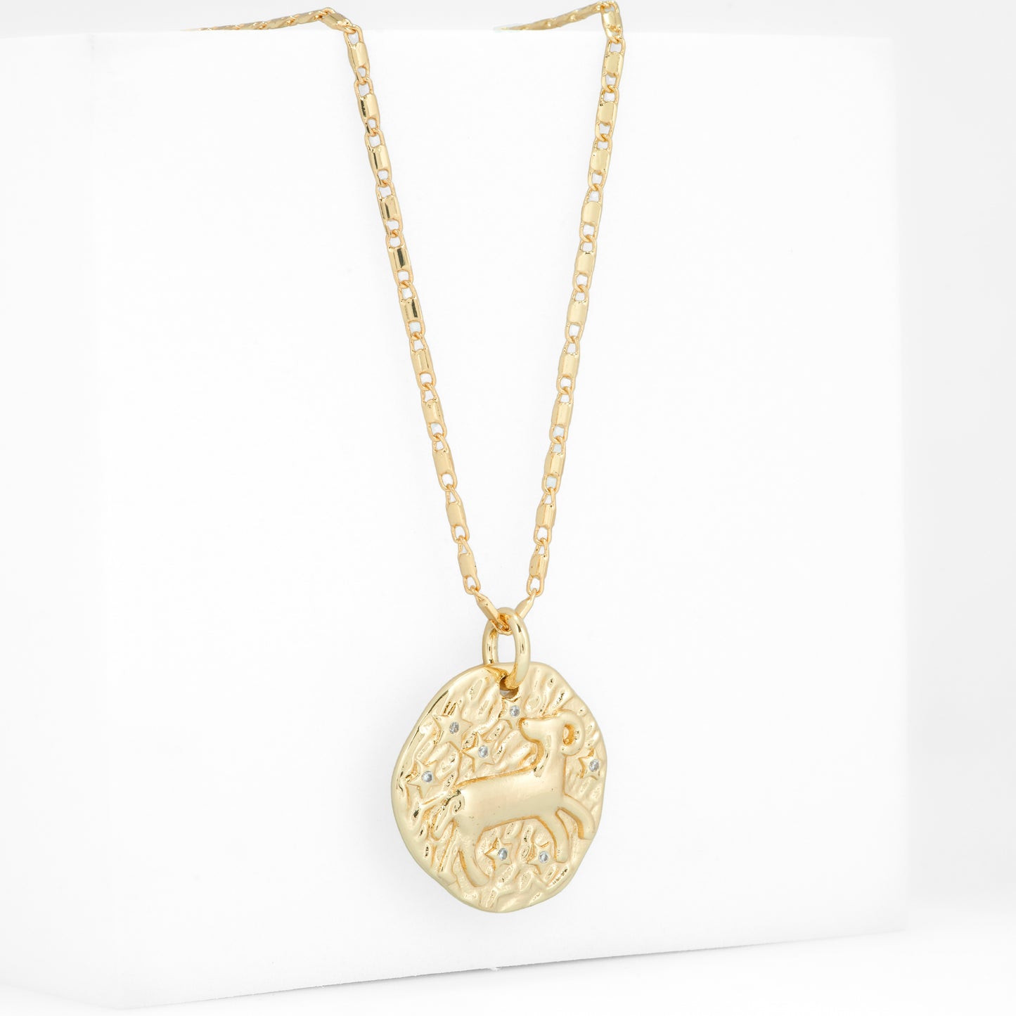 Gold Plated Zodiac-Inspired Coin Pendant Necklace | Symbol of Strength & Elegance