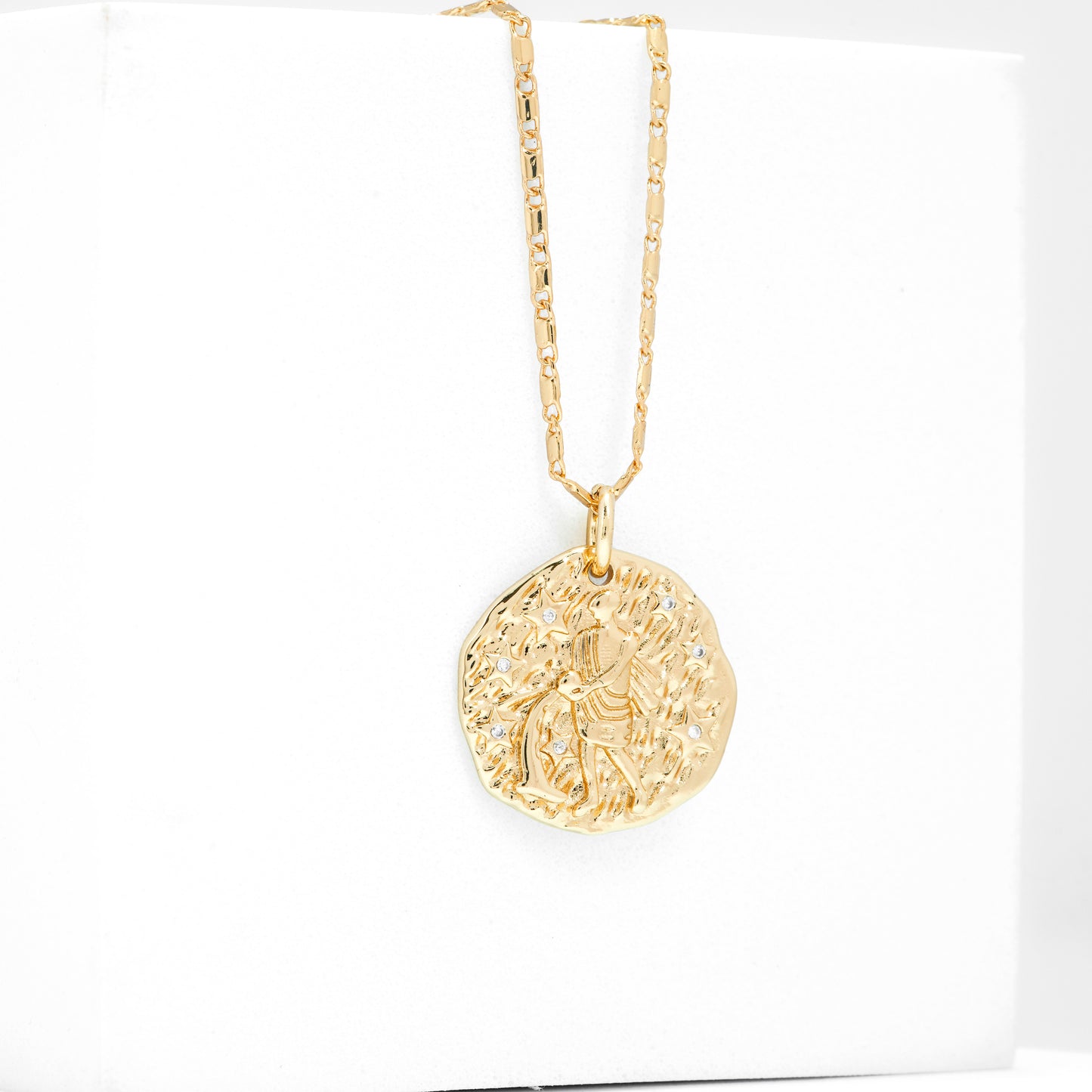 Gold Plated Hammered Coin Pendant Necklace | Ancient-Inspired Elegance